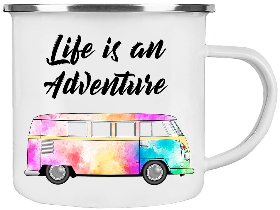 Emaille Tasse LIFE IS AN ADVENTURE