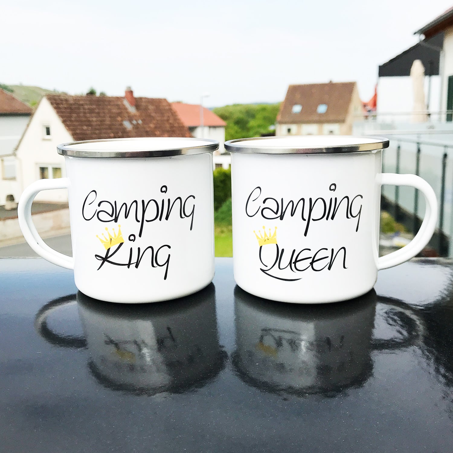 Camping Tasse mit Motive CAMPING QUEEN und CAMPING KING