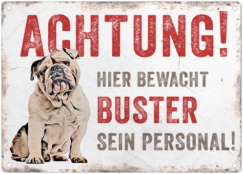 Hundeschild ACHTUNG! (Englische Bulldogge) ❤︎ personalisiert ❤︎ 