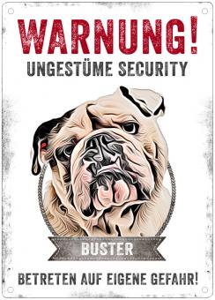Hundeschild UNGESTÜME SECURITY (Englische Bulldogge) ❤︎ personalisiert ❤︎ 