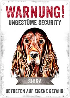Hundeschild UNGESTÜME SECURITY (Irish Setter) ❤︎ personalisiert ❤︎ 