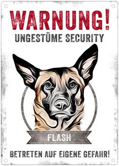 Hundeschild UNGESTÜME SECURITY (Malinois) ❤︎ personalisiert ❤︎ 