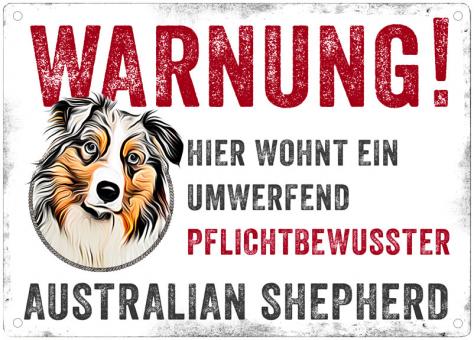 Hundeschild WARNUNG! (Australian Shepherd) 