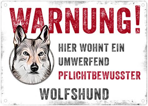 Hundeschild WARNUNG! (Wolfshund) 